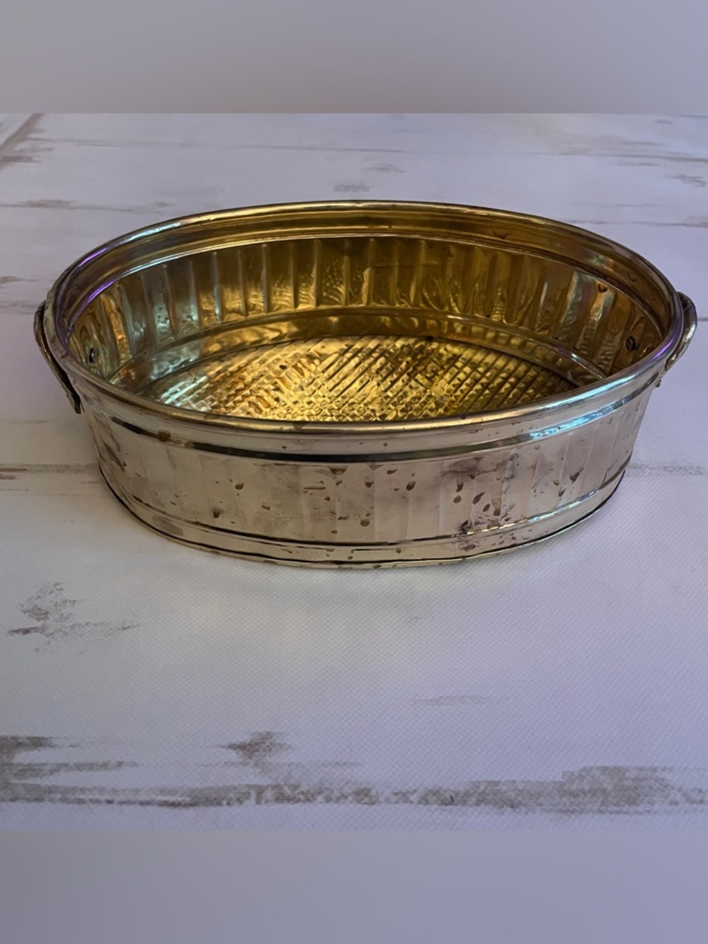 Vintage Solid Brass Oblong Planter